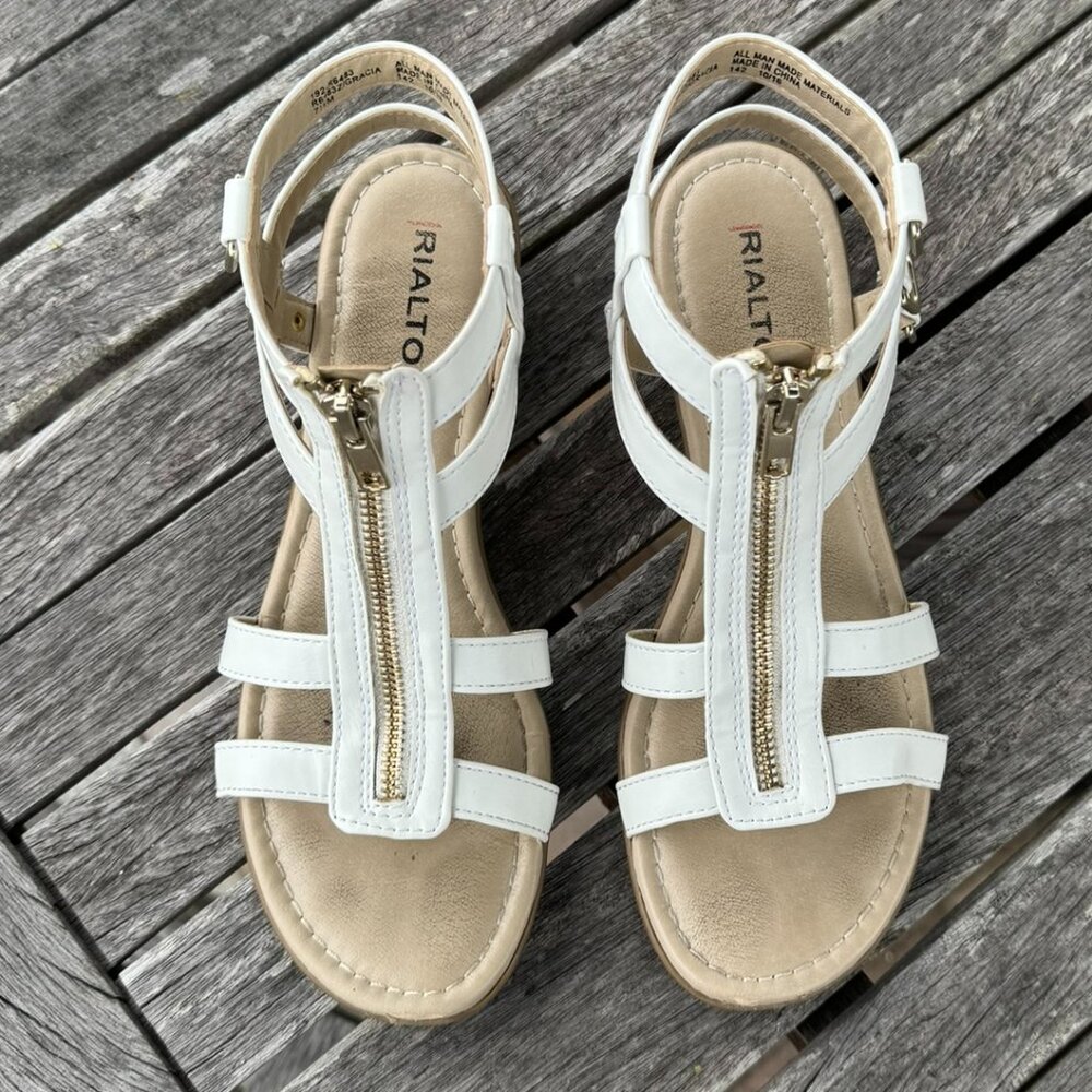Rialto Gracia Open Toe Casual Strappy Sandals – White
